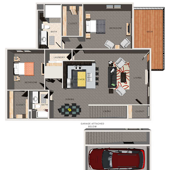 Thumbnail 1 of 2 A floor plan of a villa with a garage attached below.