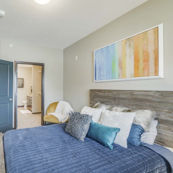 Thumbnail 10 of 17 Master bedroom at WH Flats new luxury apartments in south Lincoln NE 68516