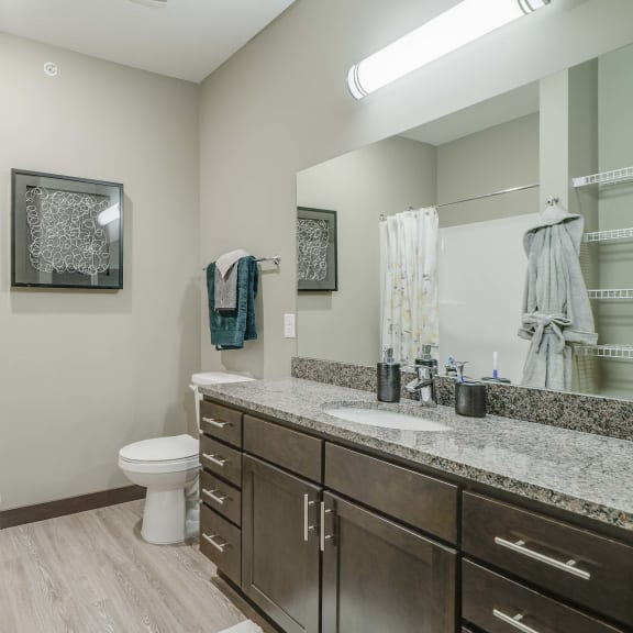 Thumbnail 12 of 17 Master bathroom at WH Flats new luxury apartments in south Lincoln NE 68516