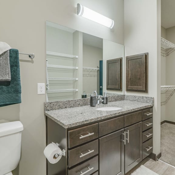 Thumbnail 13 of 17 Master bathroom at WH Flats new luxury apartments in south Lincoln NE 68516