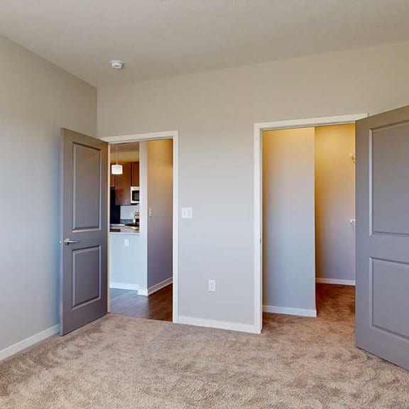 Thumbnail 23 of 29 a bedroom with a large walk-in closet and carpeting