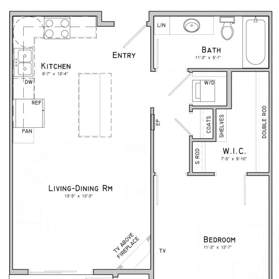 Thumbnail 1 of 19 One bedroom layout-Lilac floor plan for rent at WH Flats in South Lincoln NE