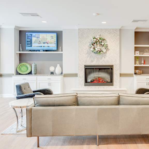 fireplace and lounge areas