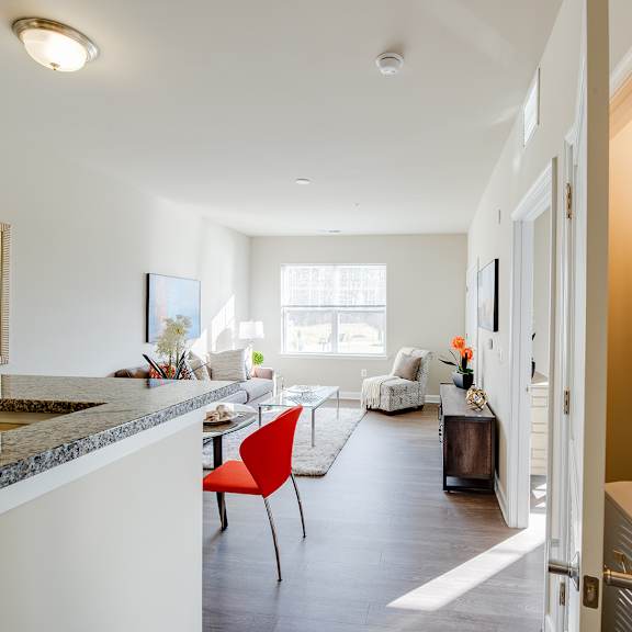 view of living area from kitchen
