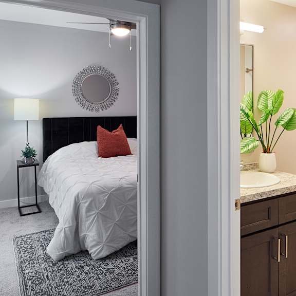 apartment bedroom and bath