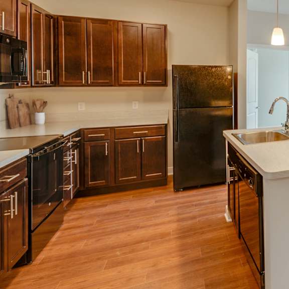 staged kitchen living area