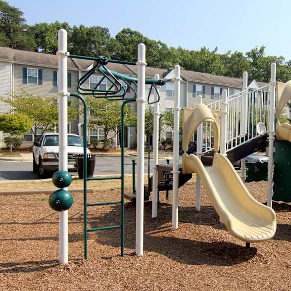 community playground with slides and monkey bars