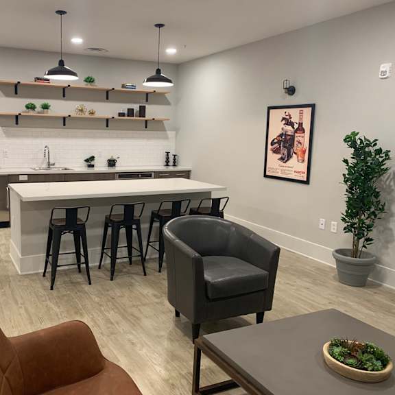 party room with kitchen