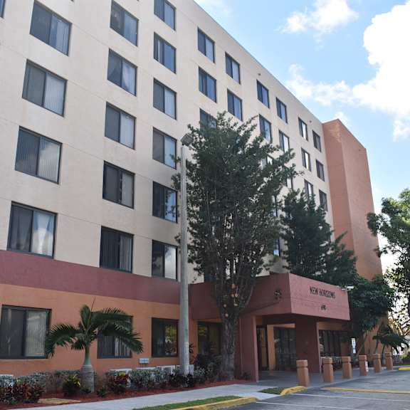 a view of our hotel from the street
