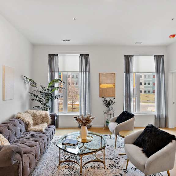living room at the freelon at sugar hill, detroit, mi 48201