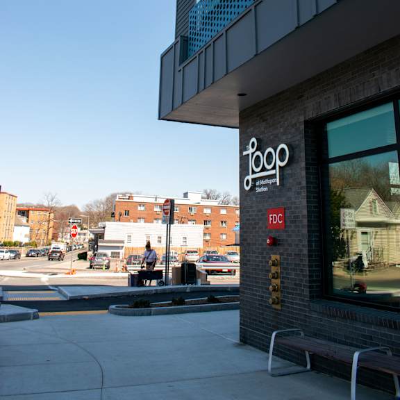 front view of property at the loop at mattapan station, boston, massachusetts
