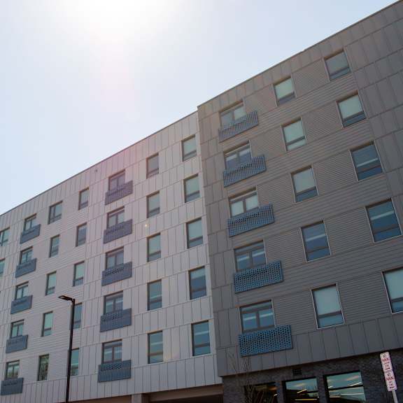 outside view of building at the loop at mattapan station, boston, massachusetts