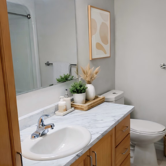 a bathroom with a white sink and a toilet.