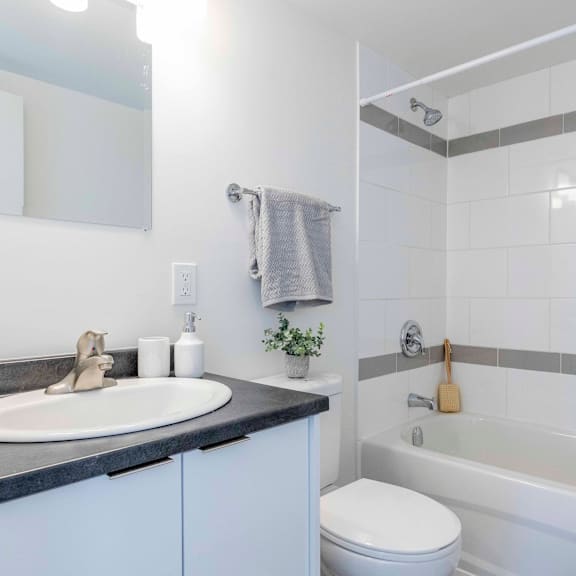 a bathroom with a white toilet, a sink, and a bathtub.