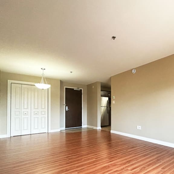 a room with a white door and a black door.