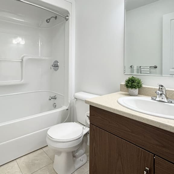 a white toilet sits next to a white bathtub in a bathroom.