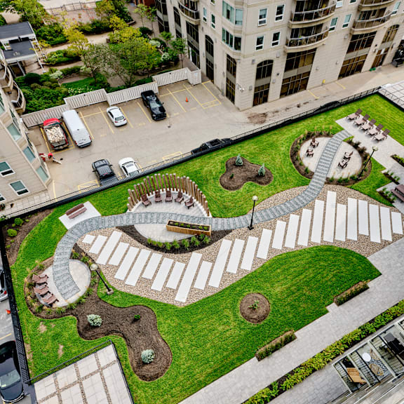spring garden terrace aerial view