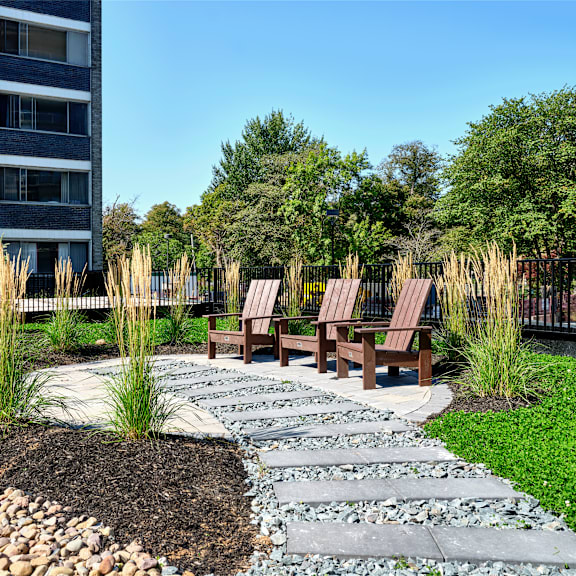 spring garden terrace path