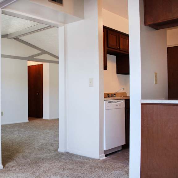 kitchen unit at four worlds apartments, cincinnati, oh
