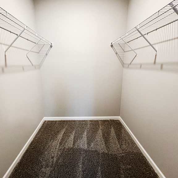 a spacious room with two closets and a carpeted floor  at brookfield village apartments, ohio