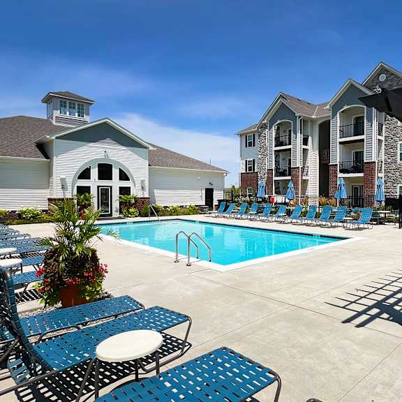 our apartments have a large pool and lounge chairs at parkway trails, kentucky