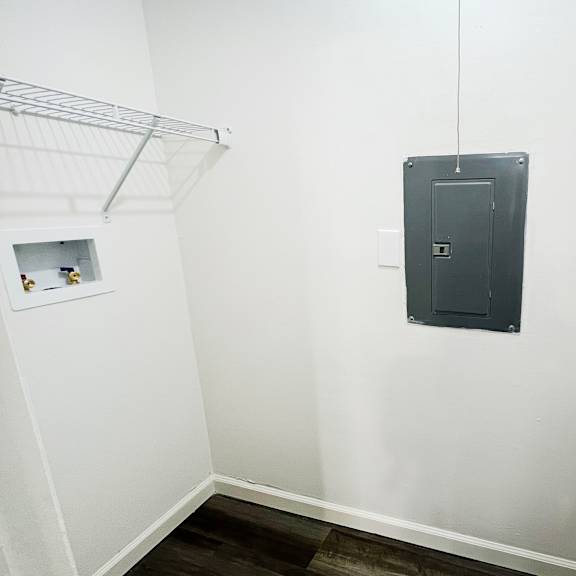 a black door on a white wall in a room at deercross apartments, cincinnati