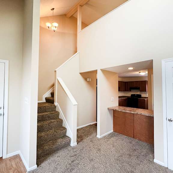 living area with loft at the villas at kingswood, west chester, oh, 45069