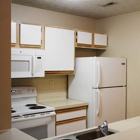 kitchen designed with ample storage space  at eagle crest apartments, galloway