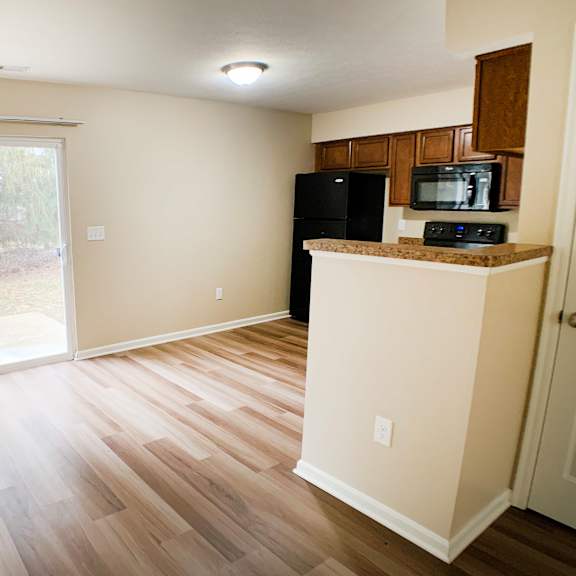 wood inspired plank flooring at the residences at liberty crossing, columbus, 43235