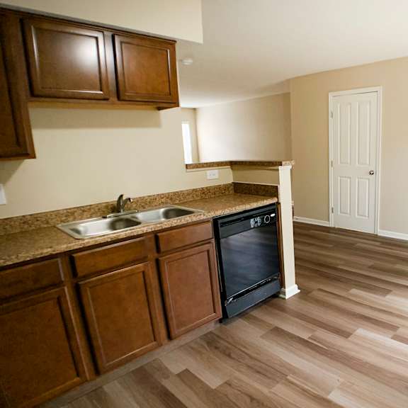 open concept kitchen at the residences at liberty crossing, columbus, 43235