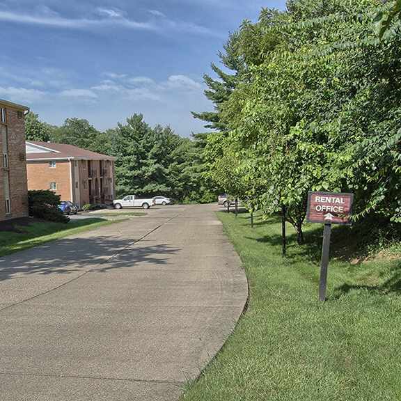a view of our apartments from the street at hunter ridge apartments, cincinnati, oh