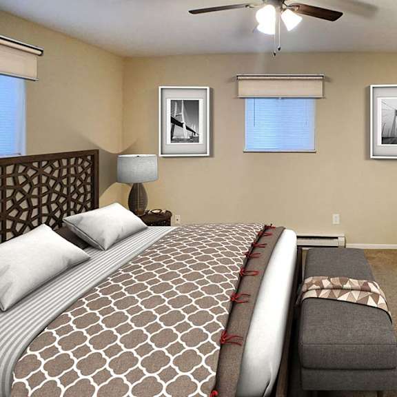 a bedroom with a bed at hunter ridge apartments, cincinnati, 45244