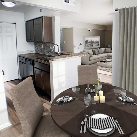 dining area at steeplechase apartments, loveland, ohio