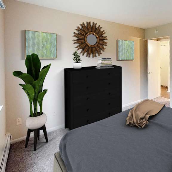 bedroom at crown pointe apartments, covington
