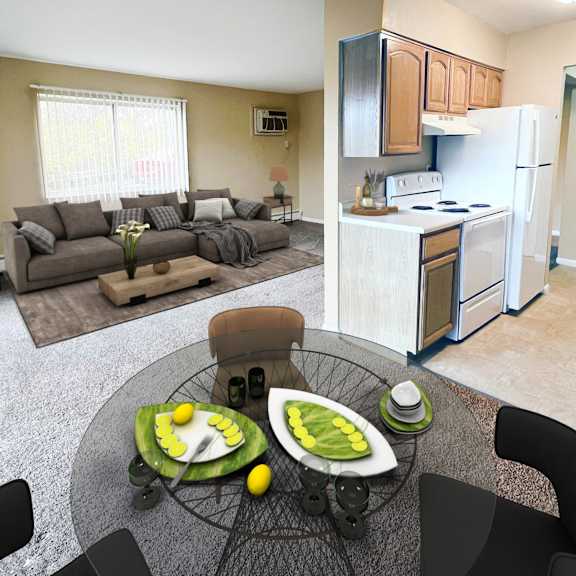 a living room and kitchen with https://www.brgapartments.com/crown-pointe