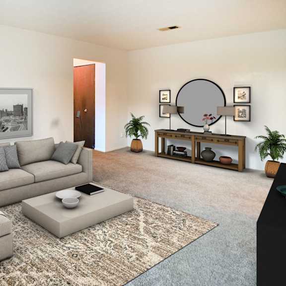 living room at four worlds apartments, cincinnati, oh, 45231