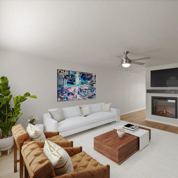 Thumbnail 4 of 10 a living room with a couch and a coffee table