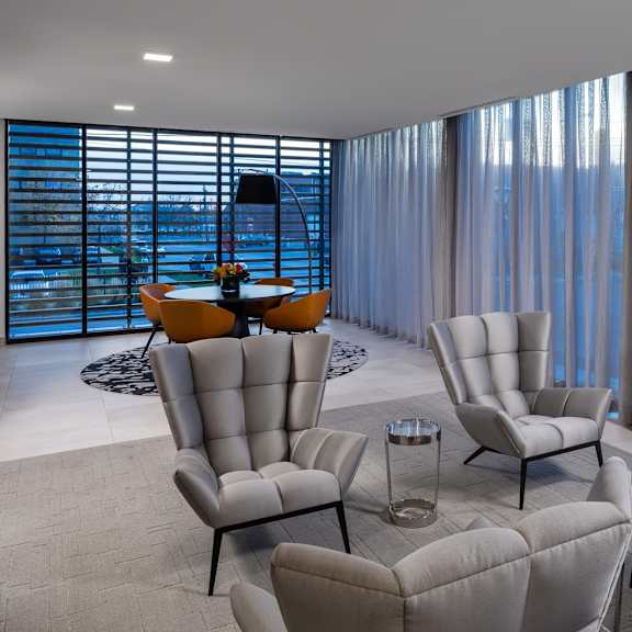 hotel inspired lobby and reception area