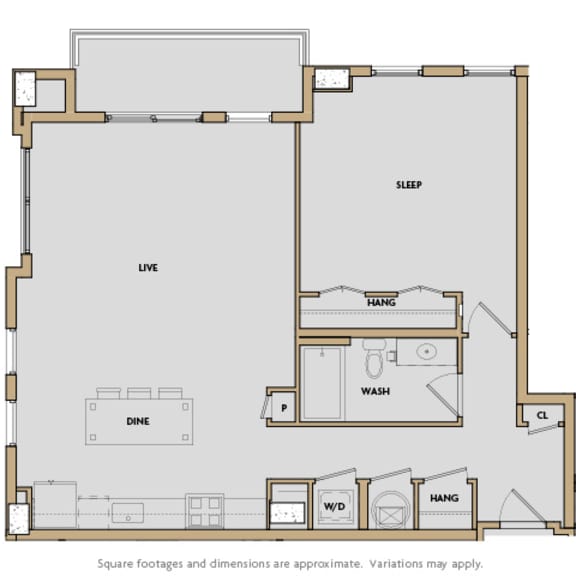 Thumbnail 2 of 17 a floor plan of a unit with a bedroom and a living room