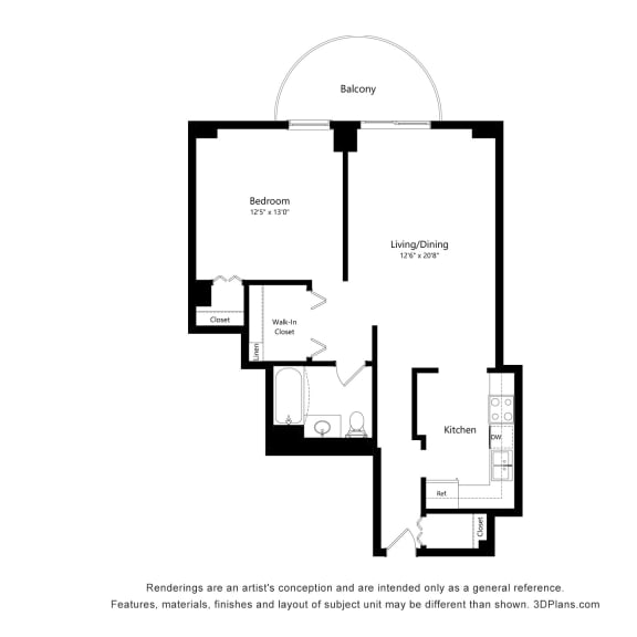 Thumbnail 2 of 2 1 Bedroom 03 20 Floor Plan at Durham, Edina, MN, 55435