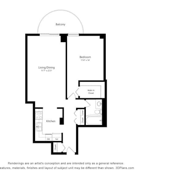 Thumbnail 2 of 2 1 Bedroom 05 18 Floor Plan at Durham, Edina