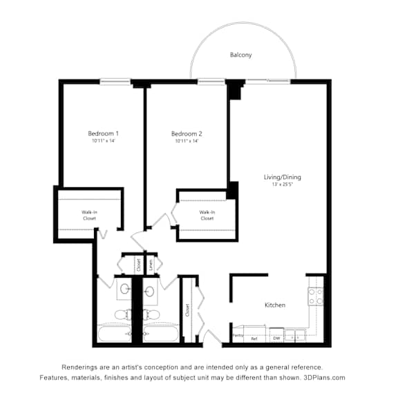 Thumbnail 2 of 2 2 Bedroom 08 15 Floor Plan at Durham, Edina