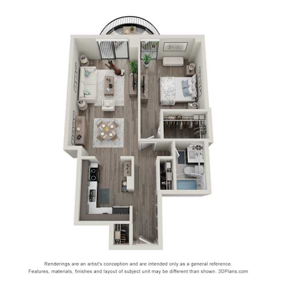 Thumbnail 1 of 2 1  Bed   1  Bath   750 Sq. Ft. | 1 Bedroom 05 18 Floor Plan at Durham, Edina, MN, 55435