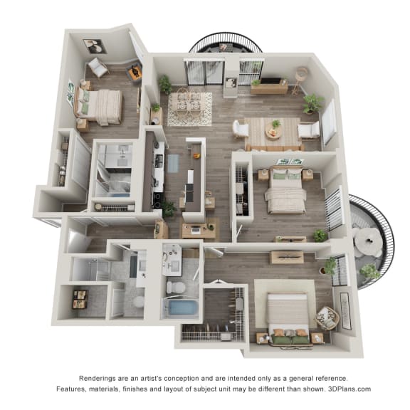 Thumbnail 1 of 2 3 Bedroom 13 Floor Plan at Durham, Edina, MN, 55435