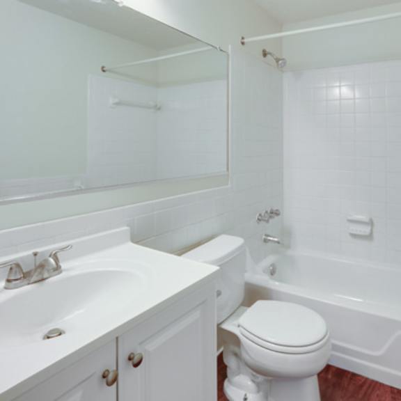 a bathroom with a sink toilet and a bath tub