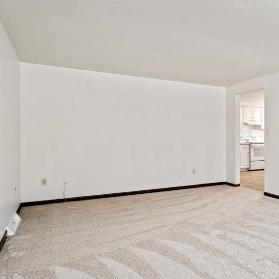 a large empty room with a carpeted floor.