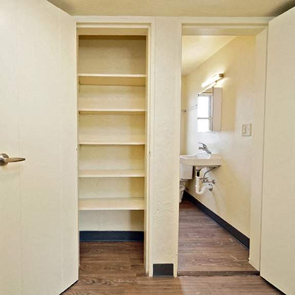princeton court - studio unit - one-bedroom, one-bath units - two-bedroom, one-bath units – buffalo, new york – built in shelves - closet – master - storage – new floors - ask for a tour – not pet fri