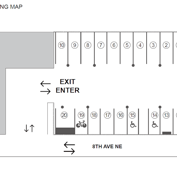 Thumbnail 2 of 2 A parking map for 4220 shows the layout of parking spaces and exits.