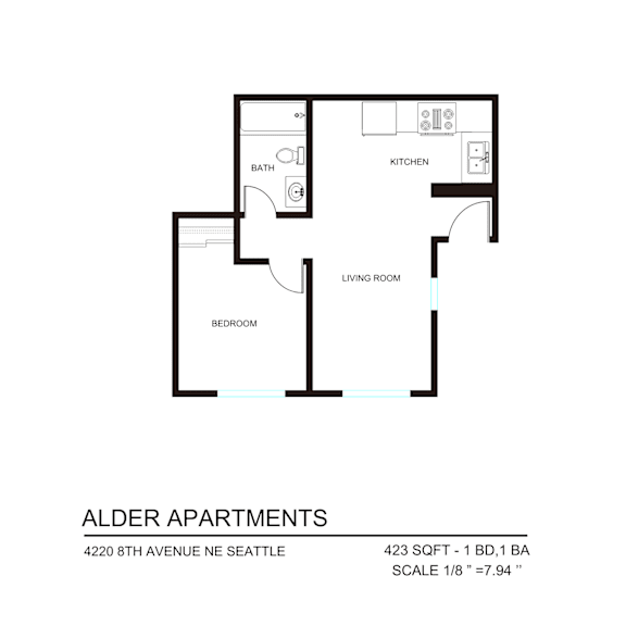 Thumbnail 1 of 3 A floor plan for the Alder Apartments.