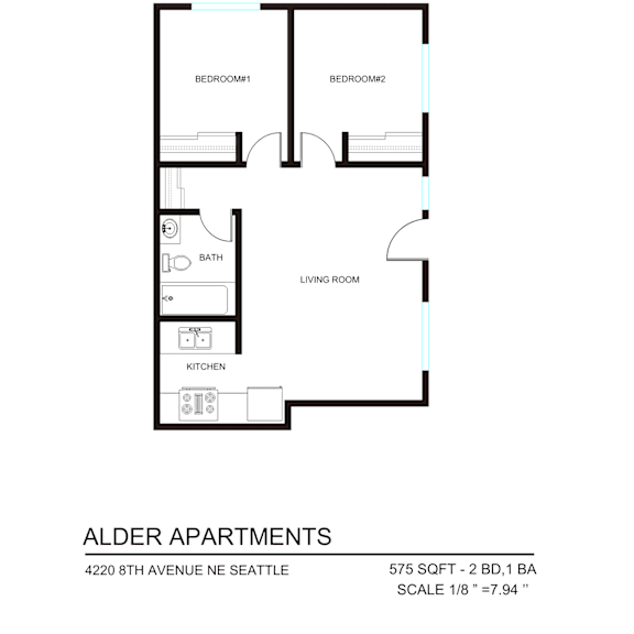 Thumbnail 5 of 6 A floor plan for the Alder Apartments.